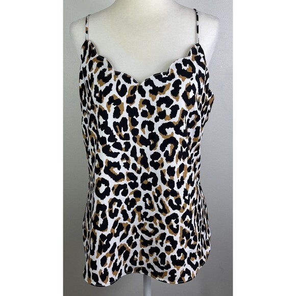 J. CREW Factory Y2K Cami Tank Top Size 6 Scalloped Neck Animal Print Racer Back - Picture 1 of 10
